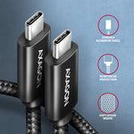 BUCM4X-CM10AB USB-C - Cablu USB-C, USB4 Gen 3x2 1m, PD 240W, 8K HD, ALU, Negru împletit