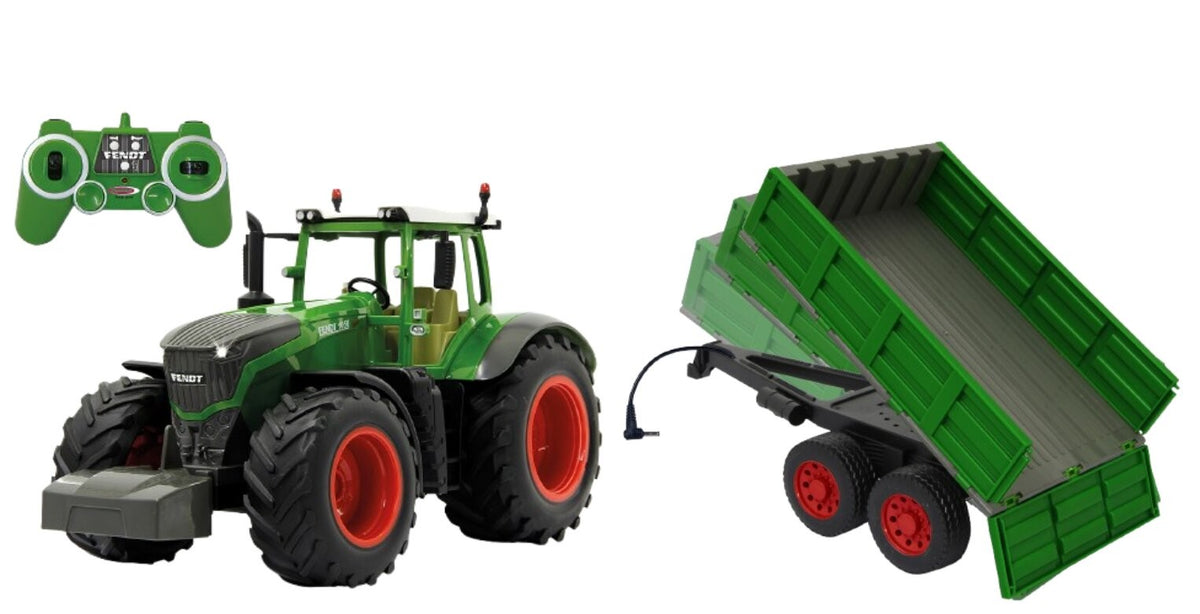 Set tractor Fendt 1050 RC 1:16 cu remorcă Jamara cu telecomandă