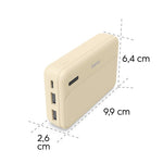 Pachet de alimentare 10000 mAh 2xUSB-A nisip