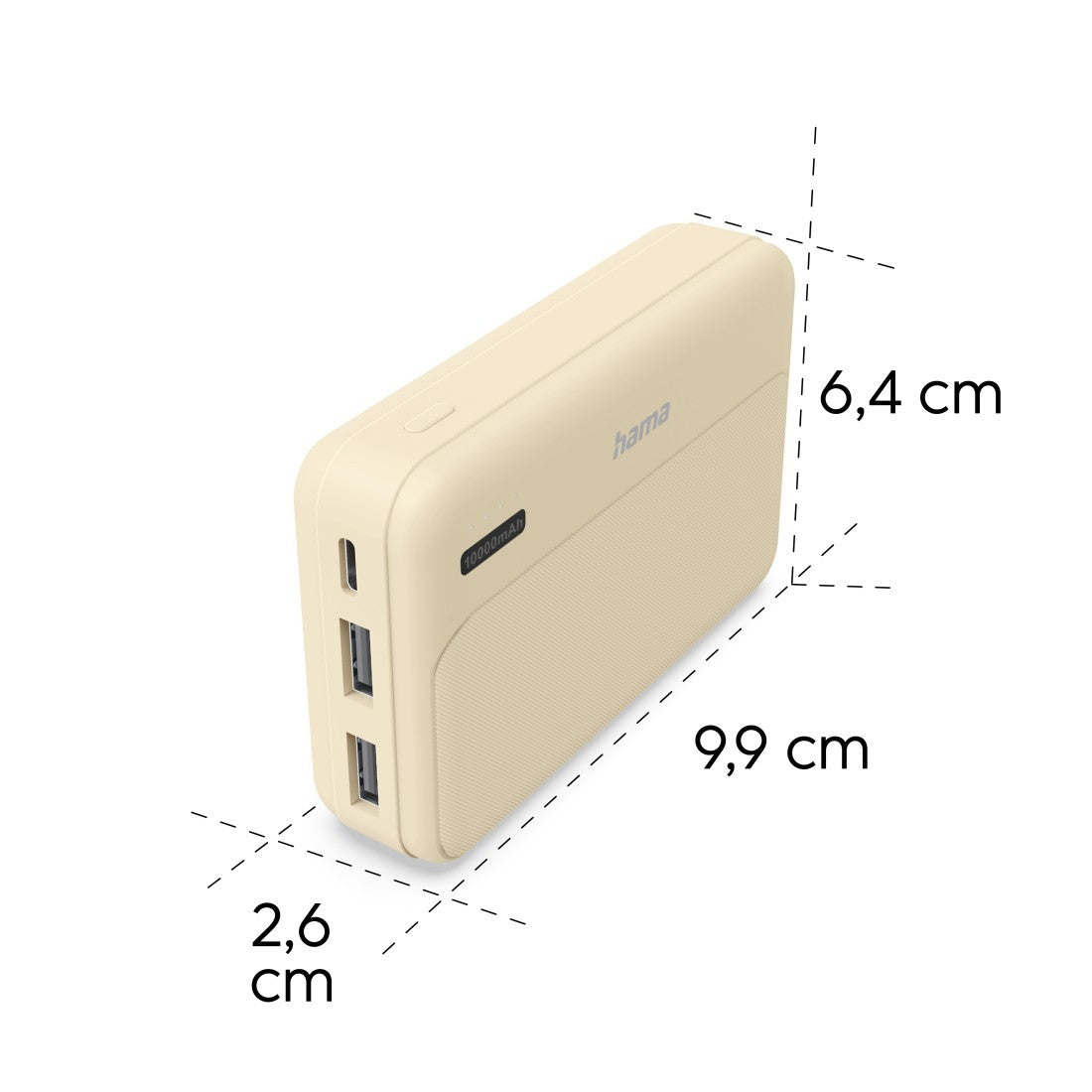 Pachet de alimentare 10000 mAh 2xUSB-A nisip