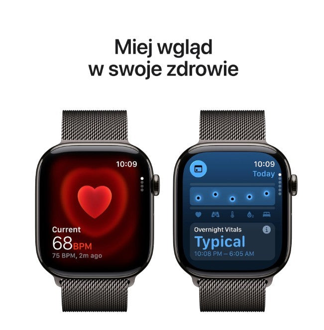 Carcasă din titan ardezie 46 mm, ceas seria 11 GPS + Cellular, brățară milaneză ardezie, mărime M/L