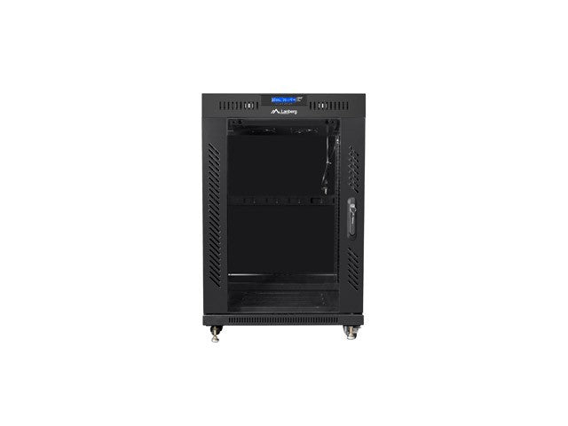 Dulap rack, vertical, 19 15U, 600X600 negru, ușă de sticlă (pachet plat)