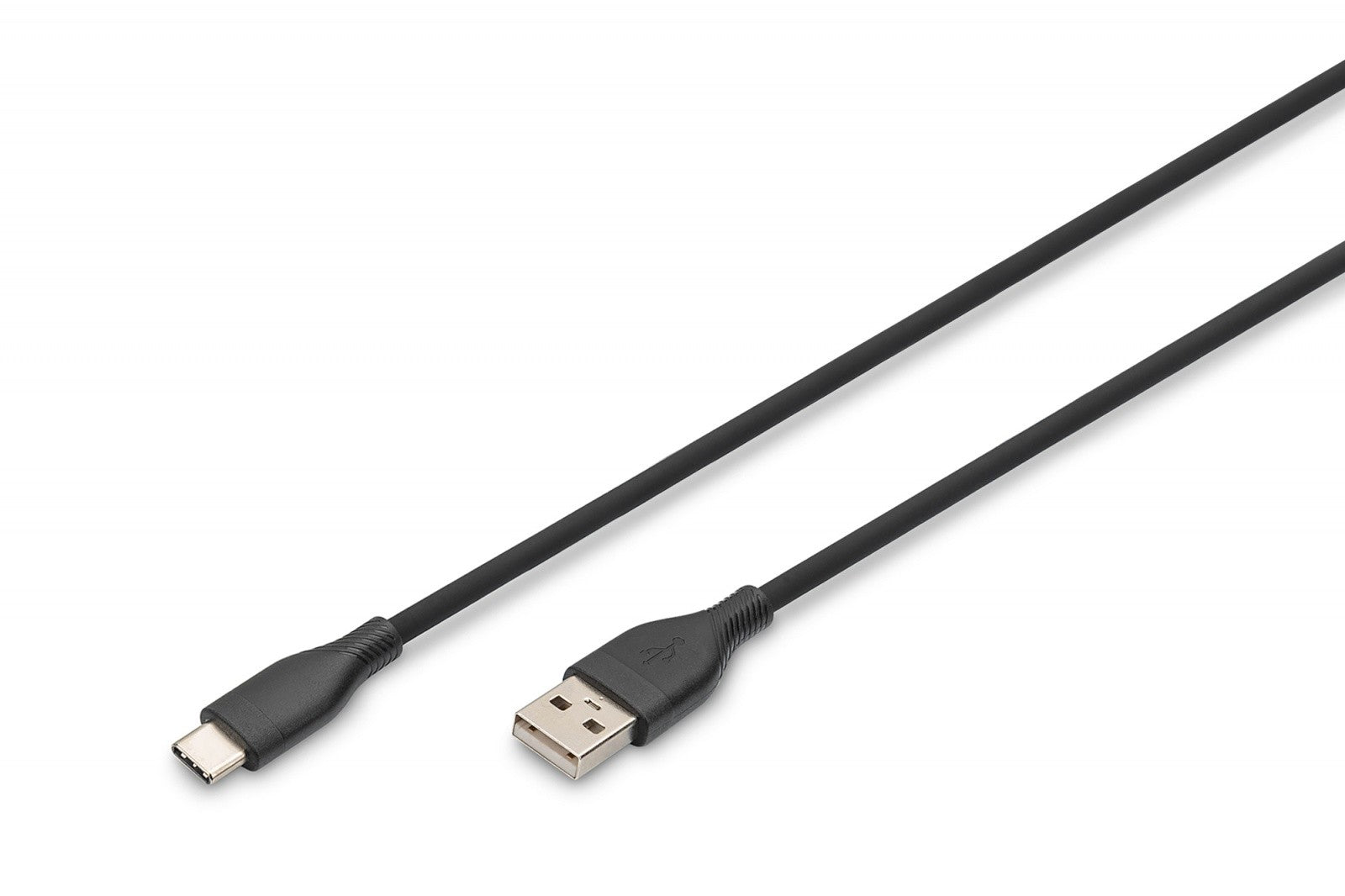 Cablu de conectare USB-A - USB-C din silicon, USB 2.0 60W, 1m Negru