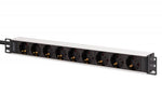 Rack PDU 19", 9 prize Schuko CEE 7/3 (45°), cablu 2m, mufă IEC C20, 16A, aluminiu
