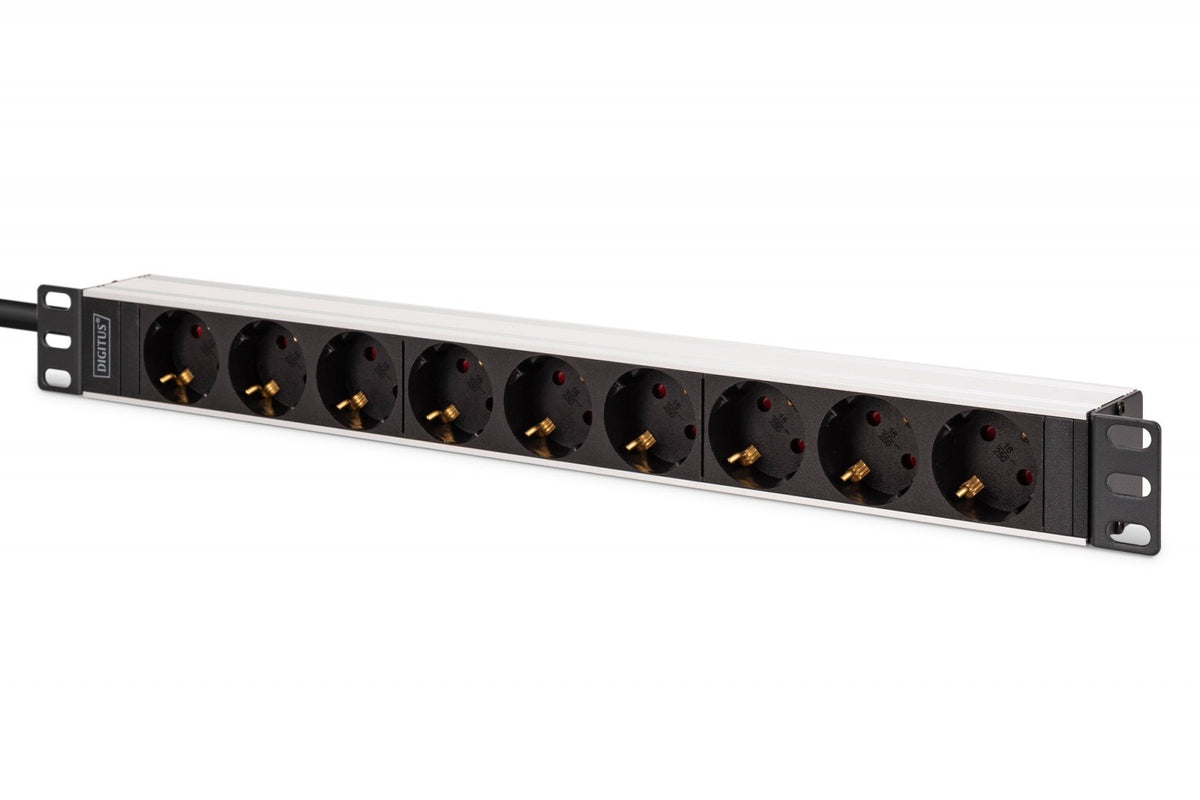 Rack PDU 19", 9 prize Schuko CEE 7/3 (45°), cablu 2m, mufă IEC C20, 16A, aluminiu