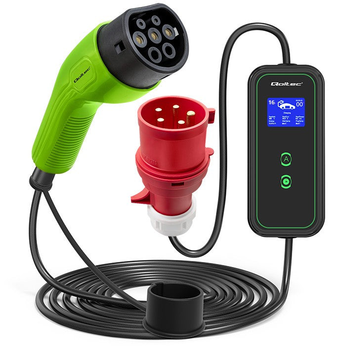 Încărcător mobil pentru mașini electrice EV cu reglare 2 în 1 Tip 2 | 11kW | CEE 5 PIN | LCD | 3 faze | Portabil | Wallbox | 5m
