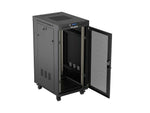 Dulap rack negru de podea 19" 24U 600x800 cu uși perforate, LCD (Pachet complet) V2