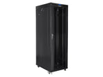 Dulap rack negru de podea 19" 42U 800x1000, ușă LCD din sticlă (pachet complet)