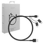 Cablu micro USB CB-BAL5 3 în 1 | USB-C | Lightning | împletitură de nailon 1,2 m, negru