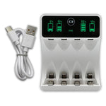 Încărcător pentru baterii Ni-MH tip R03 AAA R6 AA | LCD | Cablu USB-C | Alb