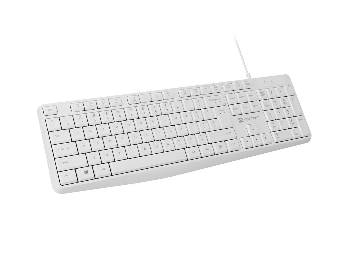 Tastatură Nautilus US Slim, albă, 1,8 m
