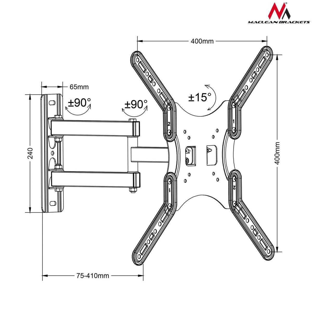 Suport TV MC-759 13-60 inci 30 kg negru