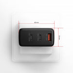 Încărcător de perete ACU-DPQ100 GaN 100W, 3 porturi (USB-A + USB-C dual) PD3.0/QC4+/PPS/Apple Negru