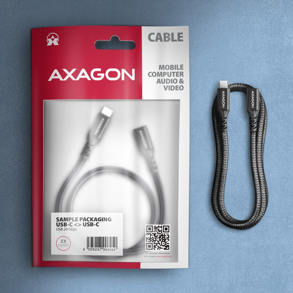 BUCM32-CF05AB Gen2 USB-C - Cablu prelungitor USB-C 0.5m, 5A, 20Gbps, PD 240W, împletit, negru