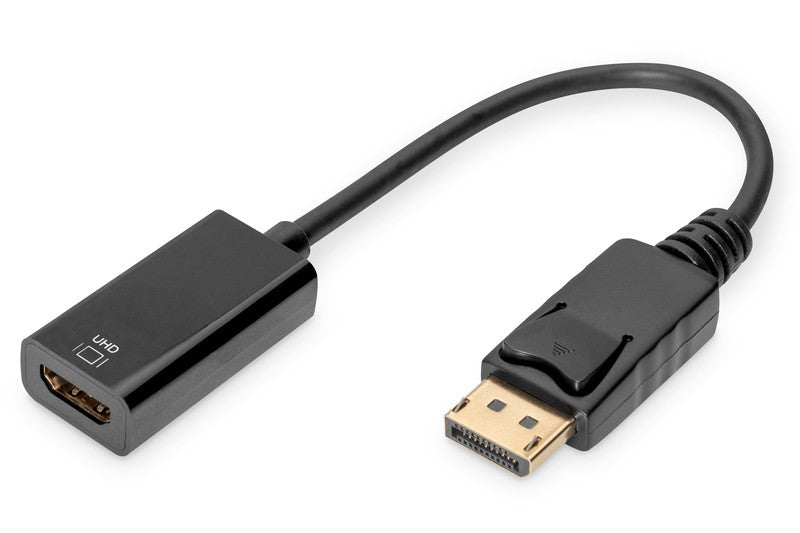 Cablu adaptor DisplayPort cu dispozitiv de blocare 1080p 60Hz FHD tip DP/HDMI A M/F 0.2m negru