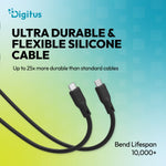 Cablu de conectare USB-C-USB-C din silicon | USB 4 ver.2.0 80Gbps | 8K@60Hz | PD 3.1 240W | 1.5m | negru