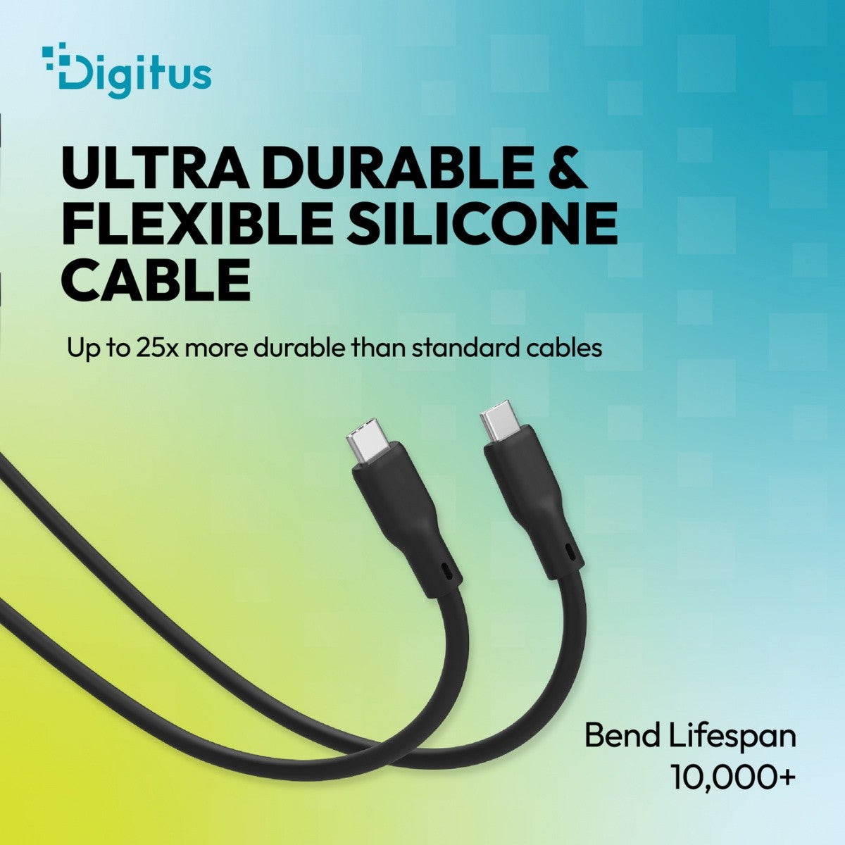 Cablu de conectare USB-C-USB-C din silicon | USB 4 ver.2.0 80Gbps | 8K@60Hz | PD 3.1 240W | 1.5m | negru