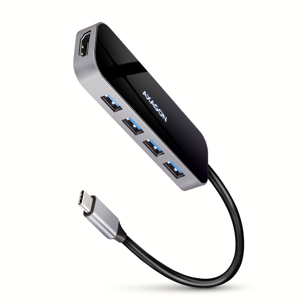 HMC-6H4A Hub portabil 4x USB-A + HDMI, USB-C 3.2 Gen 1, PD 100W, cablu USB-C 20cm