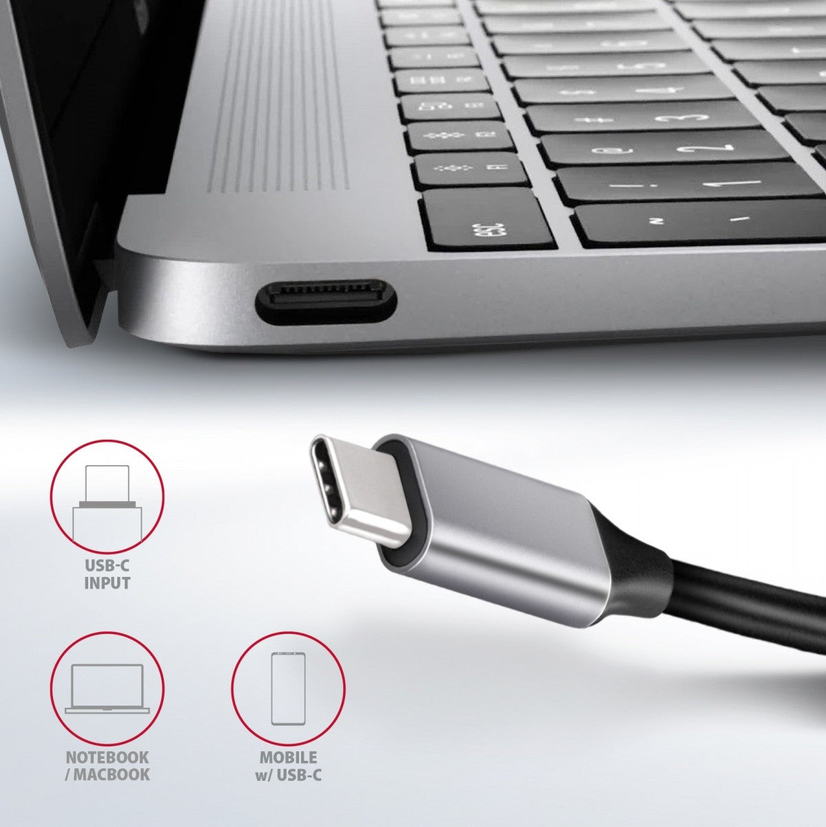 Hub portabil HMC-6GL USB 6 în 1, 5 Gbps, 3x USB-A, HDMI 4K/30Hz, GLAN, PD 100 W, cablu USB-C 20 cm
