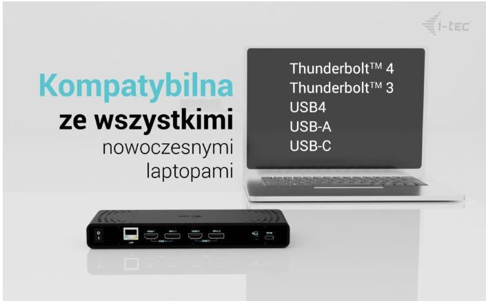 Stație de andocare universală cu alimentare prin cablu și ecran dual 4K de 85 W + încărcător i-tec USB-C de 100 W