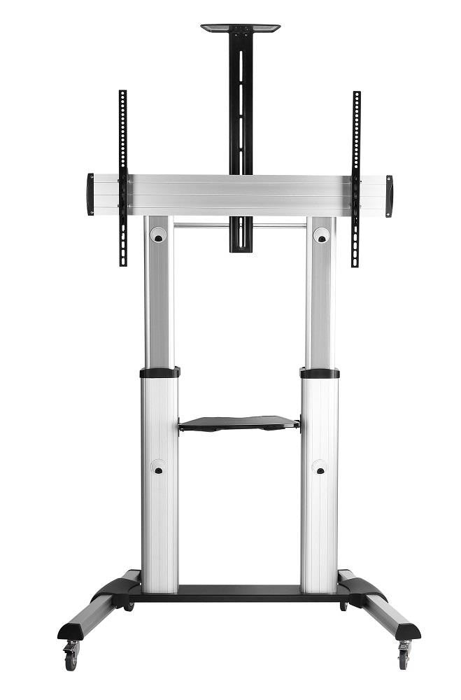 Suport mobil pentru televizoare LCD/LED mari, 60-100 inci, 100 kg, VESA, 2 rafturi