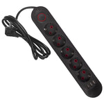 Prelungitor MCE395 B, 5 prize, 3xUSB, 110-240V AC 50/60Hz, 2.1A max 2500W, negru