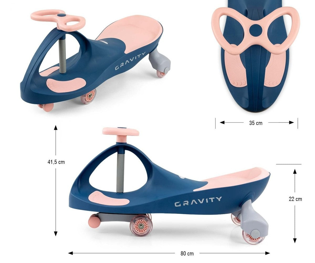 Cărucior Gravity Ride-On, bleumarin și roz