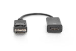 Cablu adaptor DisplayPort cu dispozitiv de blocare 1080p 60Hz FHD tip DP/HDMI A M/F 0.2m negru