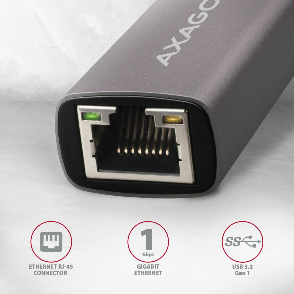 Adaptor Gigabit Ethernet ADE-TR, USB-A 3.2 Gen 1, Instalare automată, Metal, Gri titan