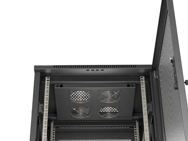 Dulap rack de podea de 19 inch, 18U, 600x800, cu uși perforate (pachet detașat), negru