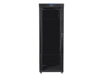 Dulap rack negru de podea 19" 42U 800x1000, ușă LCD din sticlă (pachet complet)
