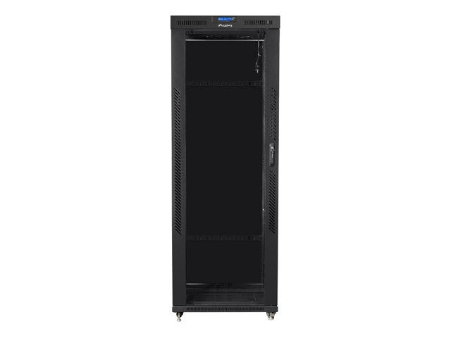 Dulap rack negru de podea 19" 42U 800x1000, ușă LCD din sticlă (pachet complet)