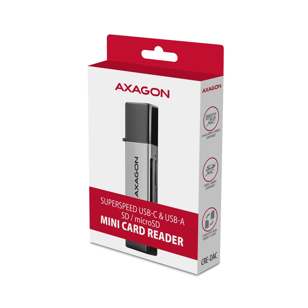 Cititor de carduri extern CRE-DAC USB 3.2 Gen 1 Tip-C + Tip-A SD/microSD