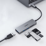 HUB USB-C CB-C63 din aluminiu | Ultra Subțire | 4 în 1 | 3xUSB 3.1 | 1xMicroSD și SD