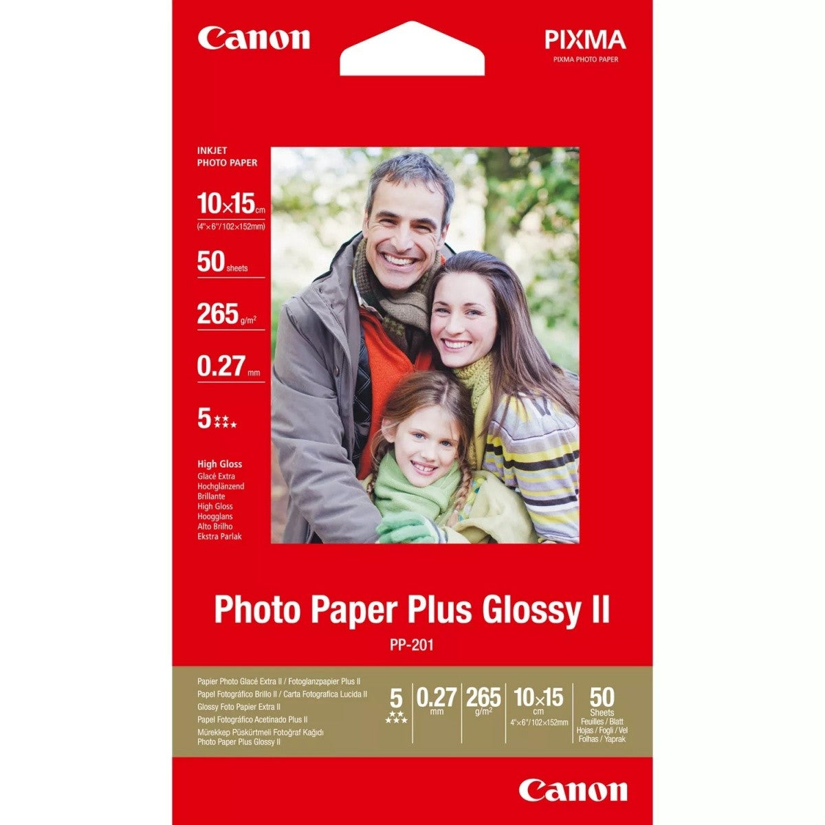 Hârtie foto Canon PP-201 Glossy II Plus 10x15 50 de coli 2311B003