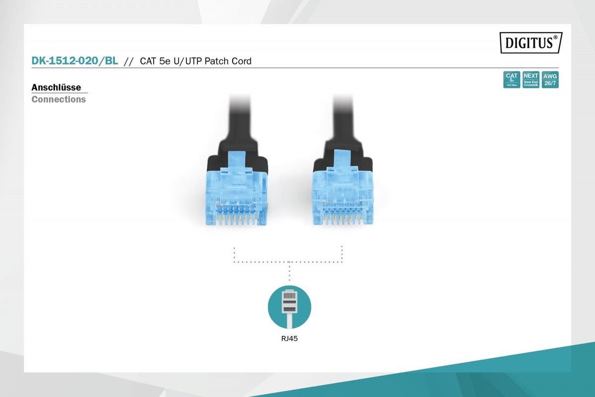 Cablu de conectare U/UTP cat.5e PVC 2m negru