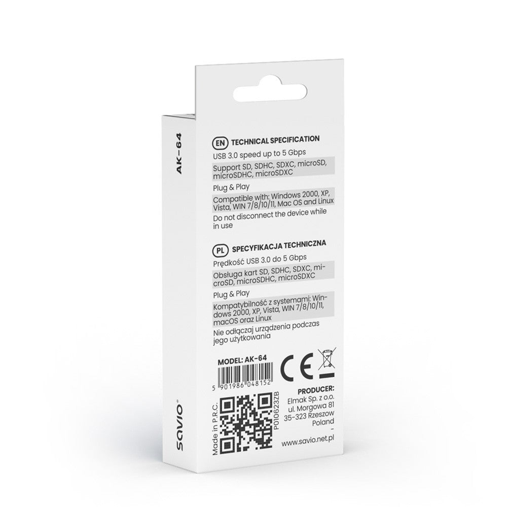Cititor de carduri SD, USB 3.0, 5 Gbps, AK-64