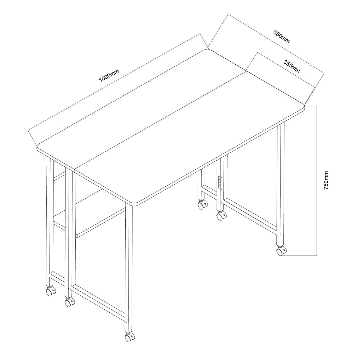 Birou mobil MC-126W 50 kg Alb