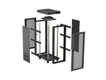 Dulap rack negru de podea 19" 24U 600x800 cu uși perforate, LCD (Pachet complet) V2