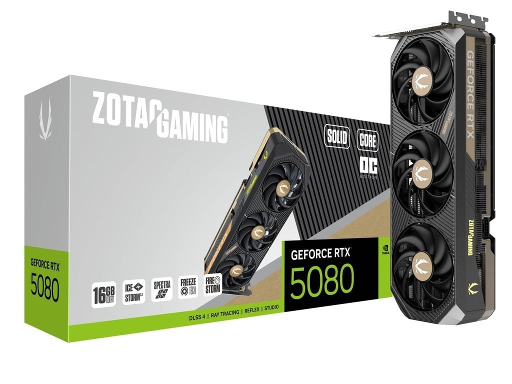 Placă grafică GeForce RTX 5080 SOLID CORE OC, 16 GB GDDR7, 256 biți, 3DP/HDMI