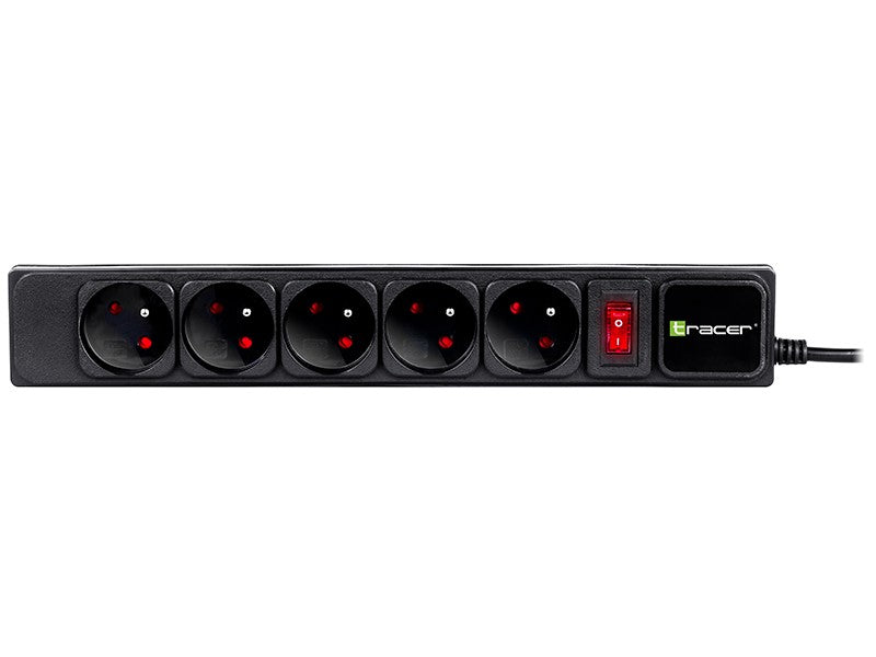 Prelungitor de prize PowerGear 5m negru cu 5 prize