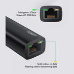 Adaptor de rețea Gigabit USB-C din aluminiu CB-A30 10/100/1000 Mbps RJ45 | 1 Gbps | USB 3.0 Tip C | LED-uri