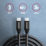 BUCM3-CM20AB Cablu USB-C - USB-C 3.2 Gen 1, 2m, PD 60W, 3A, ALU, împletit, negru