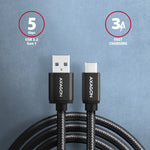 BUCM3-AM15AB Cablu USB-C - USB-A, 1,5 m, USB 3.2 Gen 1 3A, ALU, Împletit, Negru