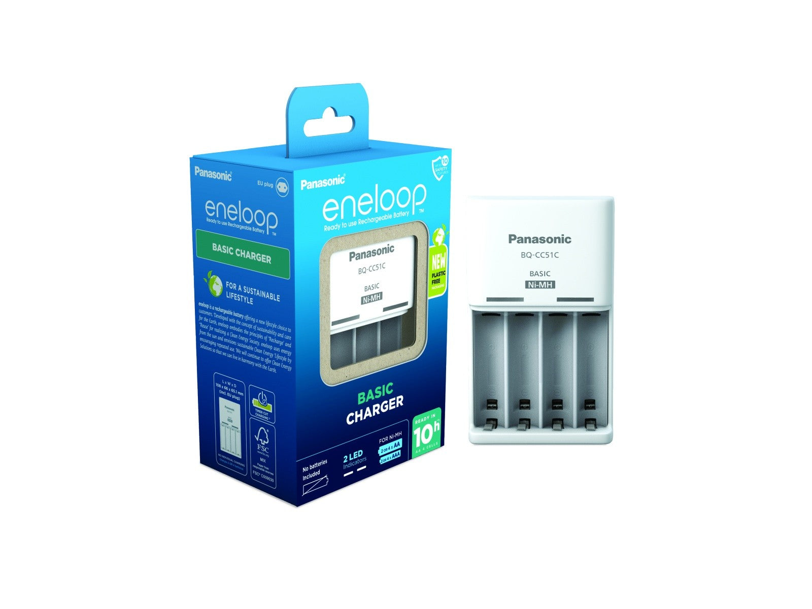 Încărcător avansat Eneloop BQCC17 + 4 baterii AA 2000 mAh