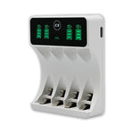 Încărcător pentru baterii Ni-MH tip R03 AAA R6 AA | LCD | Cablu USB-C | Alb