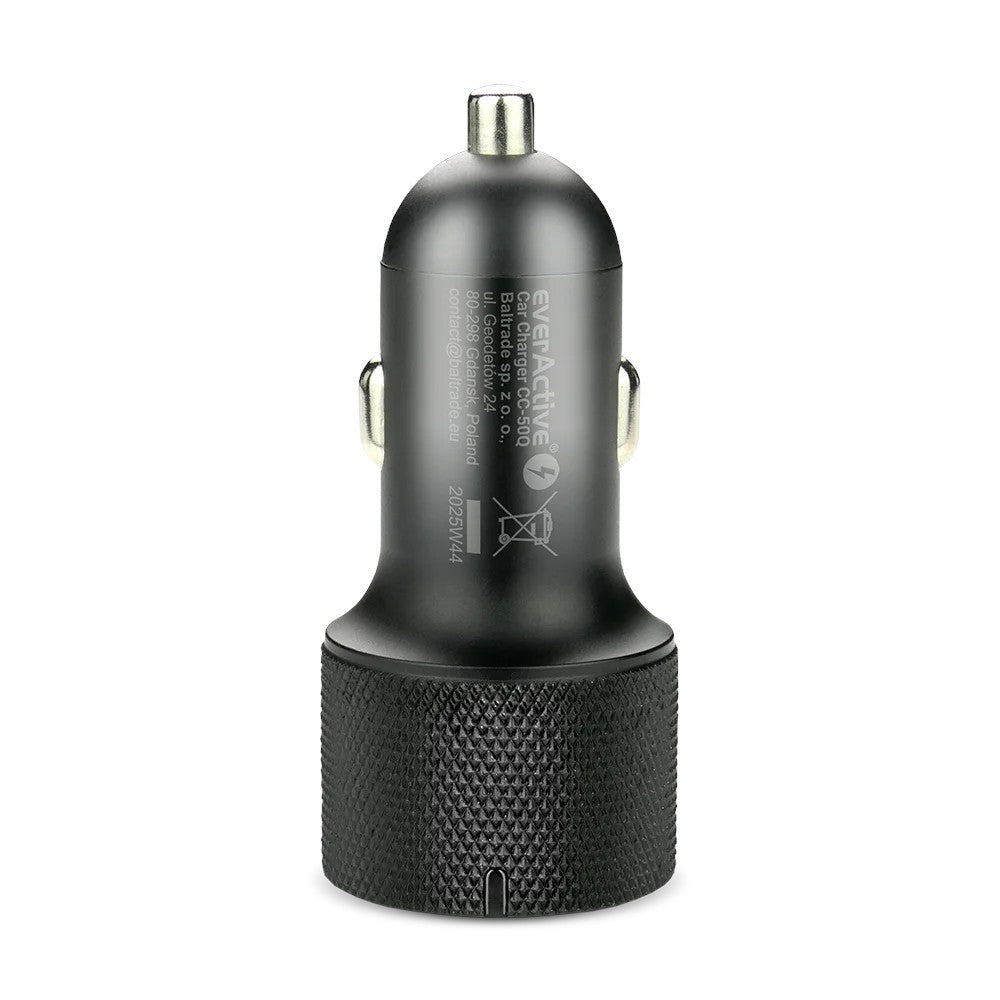 Încărcător auto CC-50Q QC3.0 75W 1X USB + 1X USB-C PD Negru