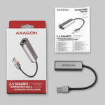 Adaptor de rețea Gigabit Ethernet ADE-25R 2.5, Realtek 8156, USB-A 3.2 Gen 1, Instalare automată, Gri