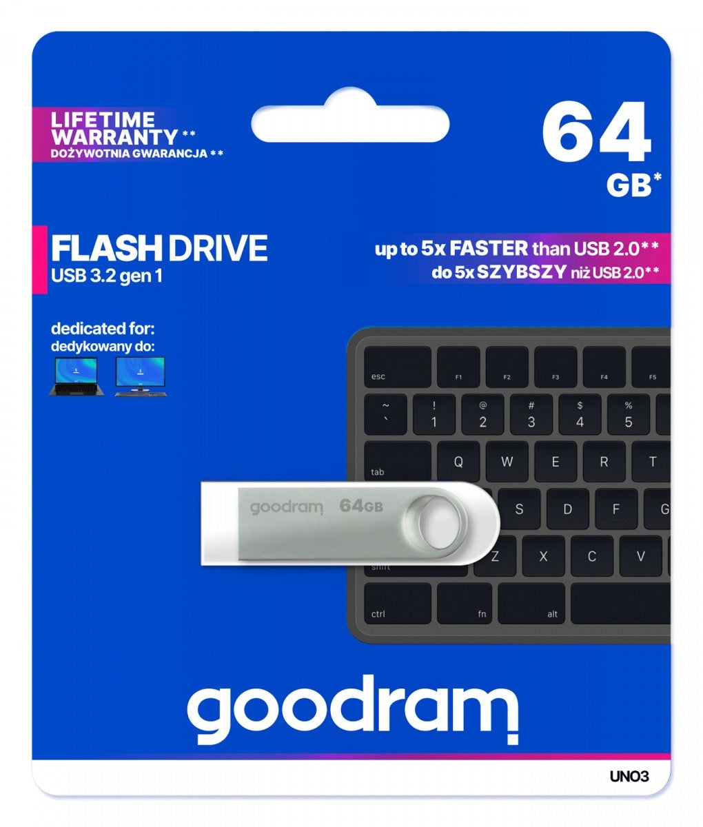 Stick USB UNO3 64GB, USB 3.2 Gen1, argintiu