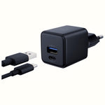 Încărcător de perete Hyper GaN 20W 1xUSB-A 1xUSB-C PD QC4+ Negru